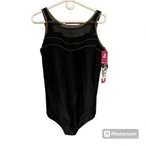 Baltex Full Figure One Piece Swim Suit NWT Size 22W Black Thick Straps Padded